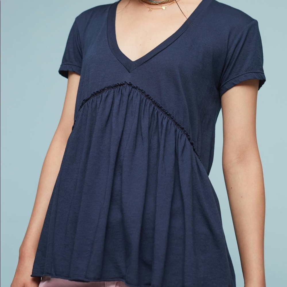 Anthropologie draped v neck tee navy